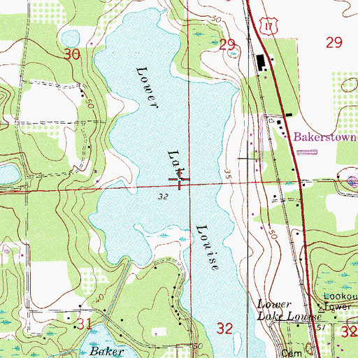 Topographic Map of Lower Lake Louise, FL