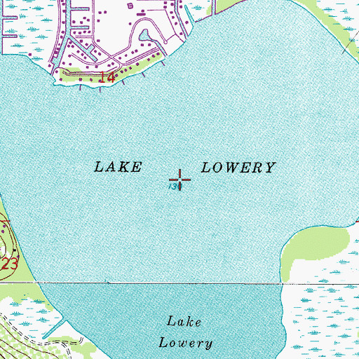 Topographic Map of Lake Lowery, FL