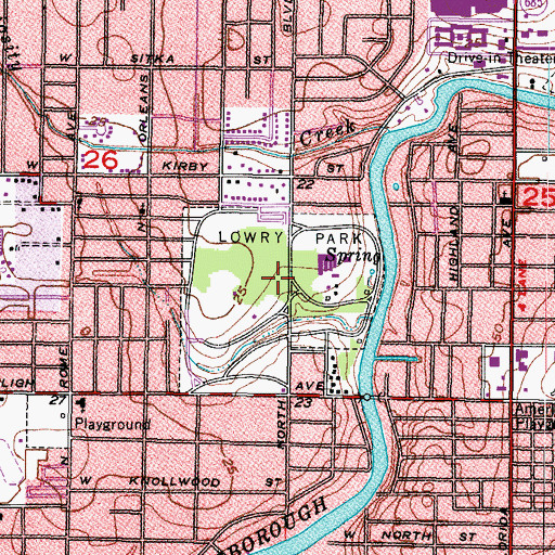 Topographic Map of Lowry Park, FL