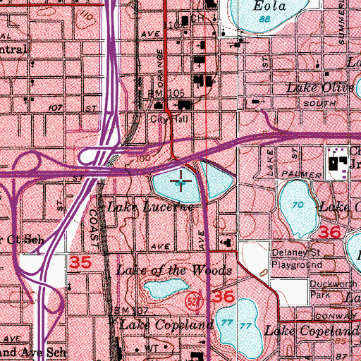 Topographic Map of Lake Lucerne, FL
