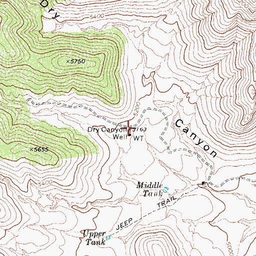 Topographic Map of Dry Canyon Well, AZ
