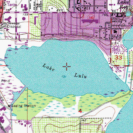Topographic Map of Lake Lulu, FL