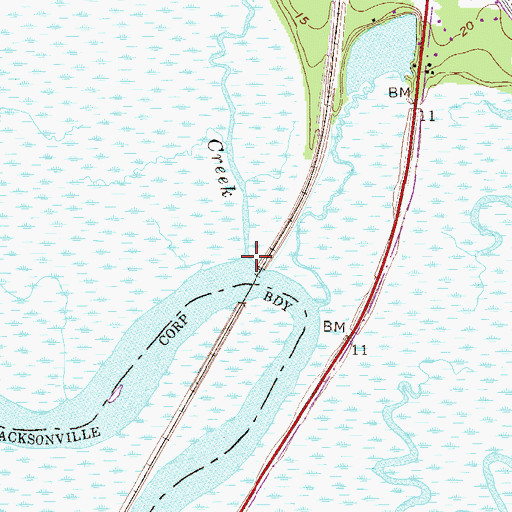 Topographic Map of Lumber Creek, FL