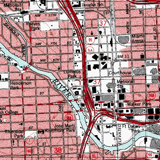 Topographic Map of Lummus Park, FL