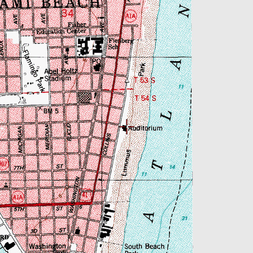 Topographic Map of Lummus Park, FL