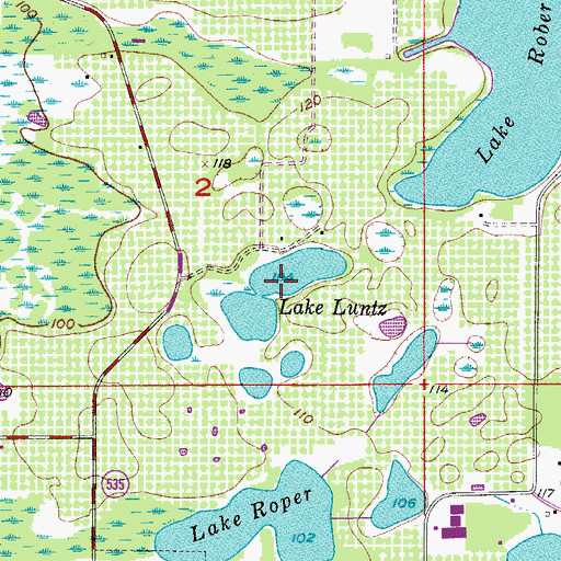 Topographic Map of Lake Luntz, FL