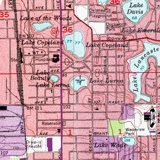 Topographic Map of Lake Lurna, FL
