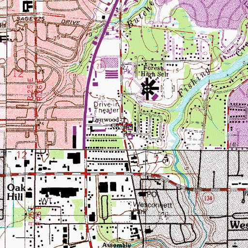Topographic Map of Lynwood Church, FL