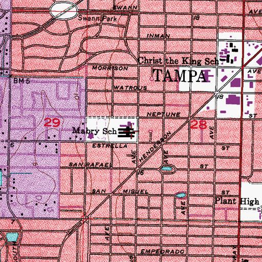 Topographic Map of Mabry Elementary School, FL