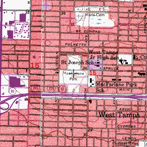 Topographic Map of MacFarlane Park, FL