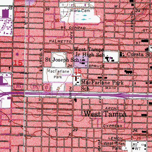Topographic Map of MacFarlane Park School, FL