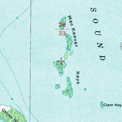 Topographic Map of MacKeever Keys, FL