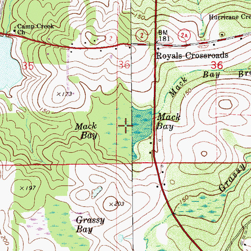 Topographic Map of Mack Bay, FL