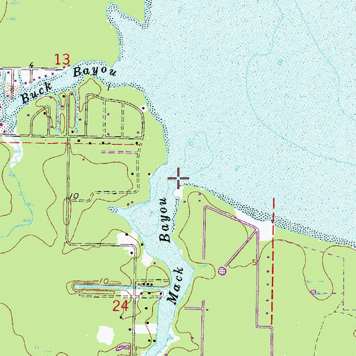 Topographic Map of Mack Bayou, FL