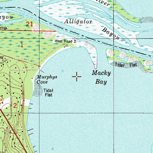 Topographic Map of Macky Bay, FL