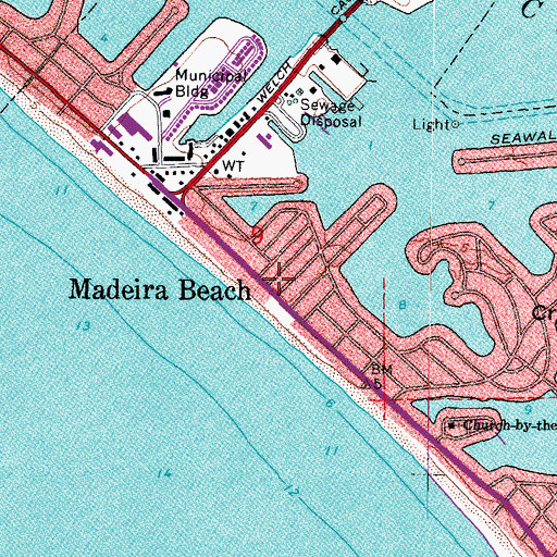 Topographic Map of Madeira Beach, FL