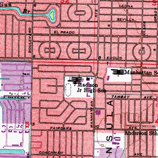 Topographic Map of Madison Middle School, FL