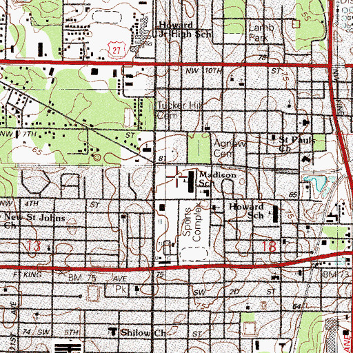 Topographic Map of Madison Street Elementary School, FL