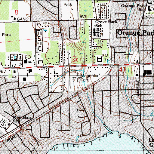 Topographic Map of Magnolia Cemetery, FL
