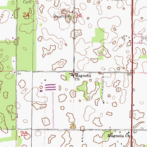 Topographic Map of Magnolia Church (historical), FL