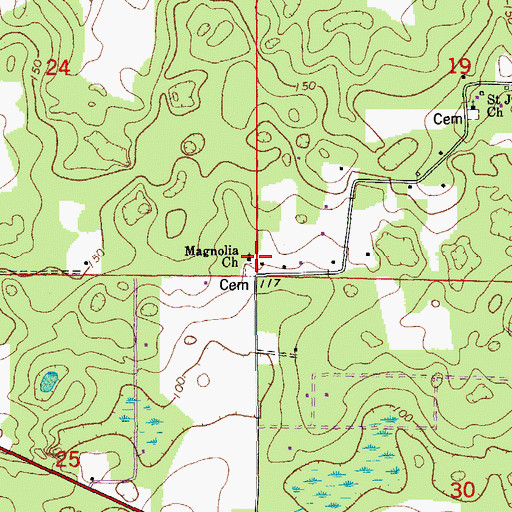 Topographic Map of Magnolia Church, FL