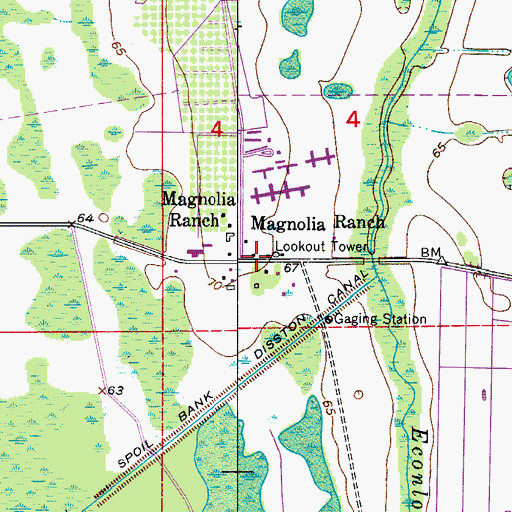 Topographic Map of Magnolia Ranch, FL