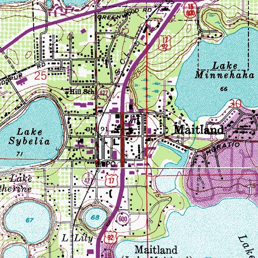 Topographic Map of Maitland, FL
