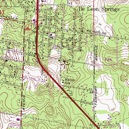 Topographic Map of Malloy Elementary School, FL