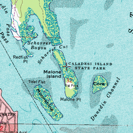 Topographic Map of Malone Island, FL