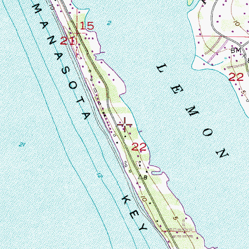 Topographic Map of Manasota Key, FL