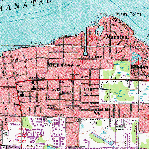 Topographic Map of Manatee, FL