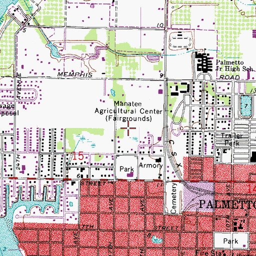 Topographic Map of Manatee Agricultural Center, FL