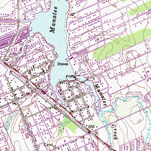 Topographic Map of Manatee Creek, FL