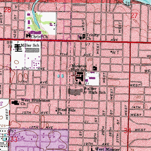 Topographic Map of Manatee High School, FL