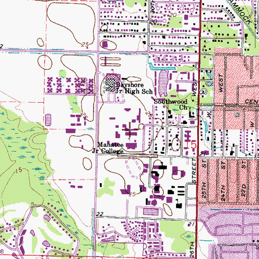 Topographic Map of Manatee Technical College - West Campus, FL