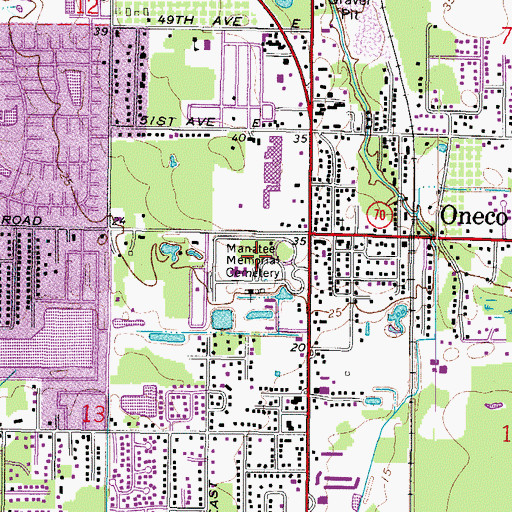 Topographic Map of Manatee Memorial Cemetery, FL