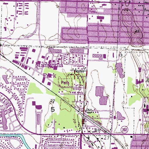 Topographic Map of Mangonia Park, FL