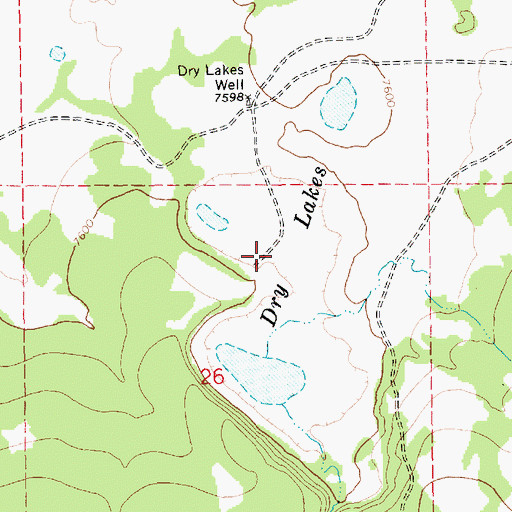 Topographic Map of Dry Lakes, AZ