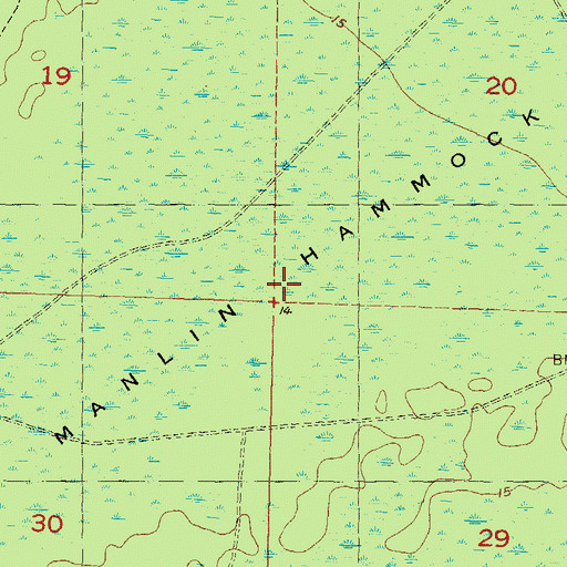 Topographic Map of Manlin Hammock, FL