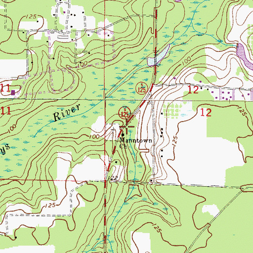 Topographic Map of Manntown Church, FL