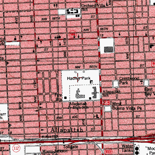 Topographic Map of Hadley Park, FL