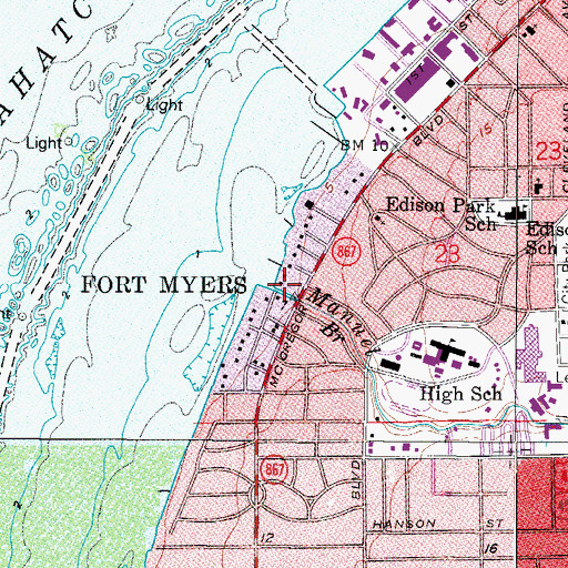 Topographic Map of Manuel Branch, FL