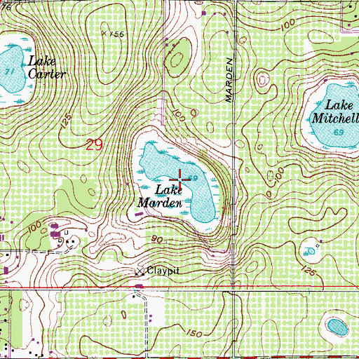 Topographic Map of Lake Marden, FL