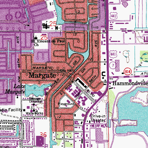 Topographic Map of Margate, FL