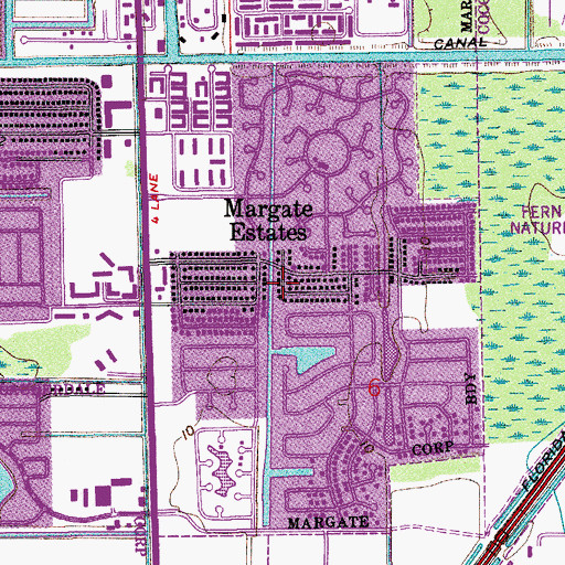 Topographic Map of Margate Estates, FL