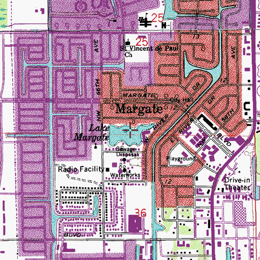 Topographic Map of Lake Margate, FL