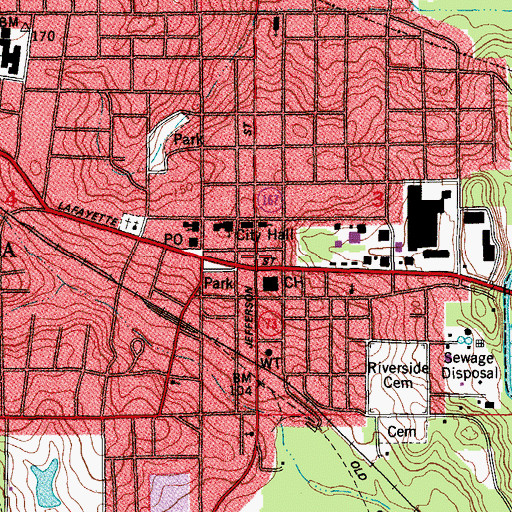 Topographic Map of Marianna, FL