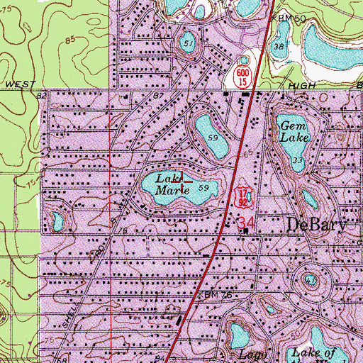 Topographic Map of Lake Marie, FL