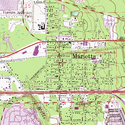 Topographic Map of Marietta, FL