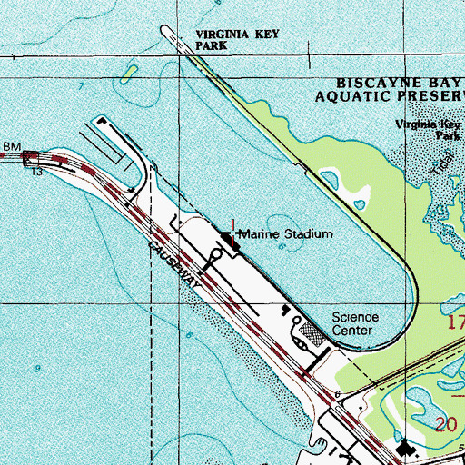 Topographic Map of Marine Stadium, FL